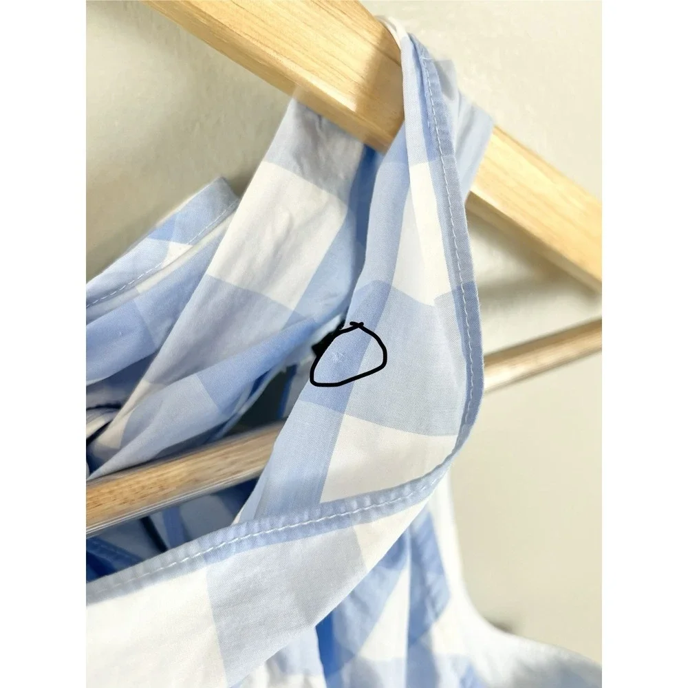 J Crew‎ Gingham Jumpsuit Sleeveless Sz 14 Pockets Cotton Lined Coastal Beach Bow